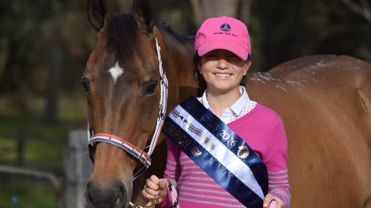 TOP SPOT: Ambria White and 'Toomb Royal Secret' at the Marulan Pony Club gymkhana, where they won the 13- and 14-years age champion category.