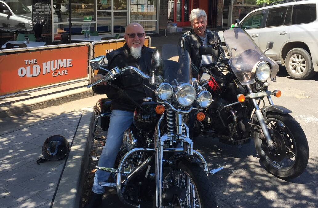 MOTORCYCLE MINISTERS: Pastors Wayne Lyons and Andrew Laird enjoying a country ride.