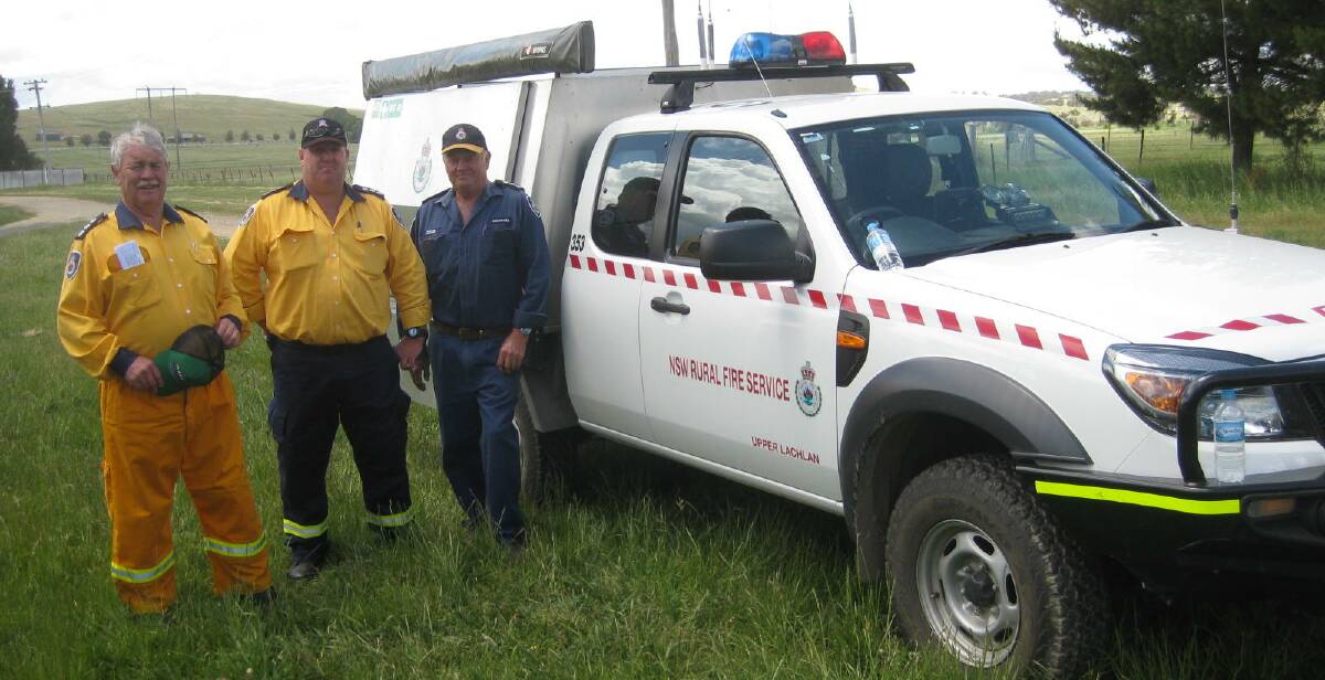 FIRE SEASON: Southern Tablelands Group Captains Graeme Welsh (Group 6), Brett Lees (Group 15) and Wayne Picker (Group 7) at the Zone RFS Training Day.