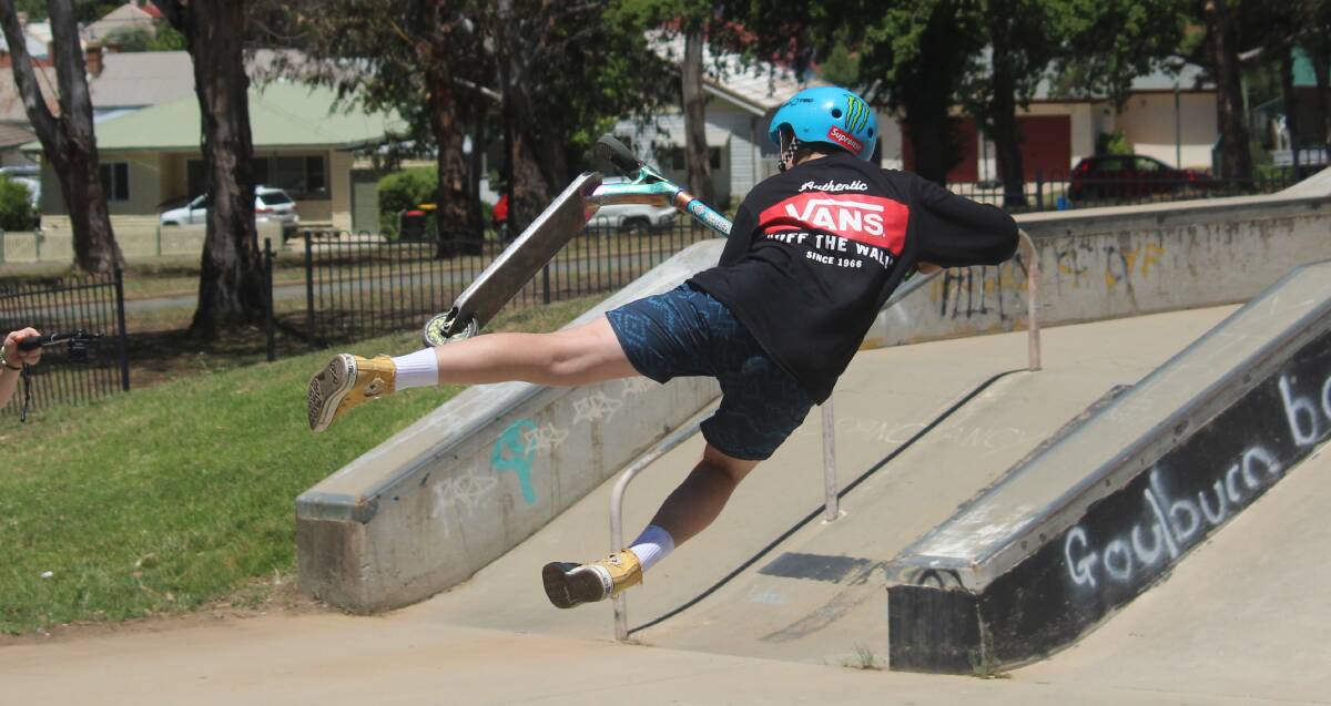 Flip it: Riders of all ages and disciplines took to Goulburn skatepark on the weekend for the competition. Photo: Zac Lowe.