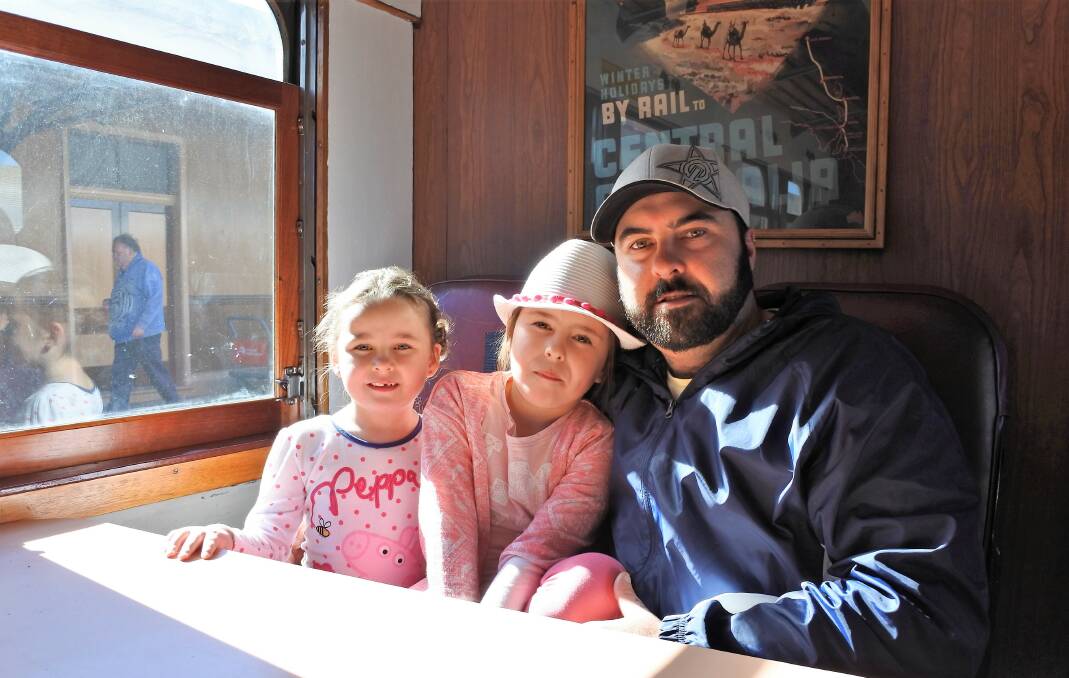 Keegan Lee with Jemma and Kayla, tickled pink with an afternoon outing on the southern hemisphere's largest operational steam loco.