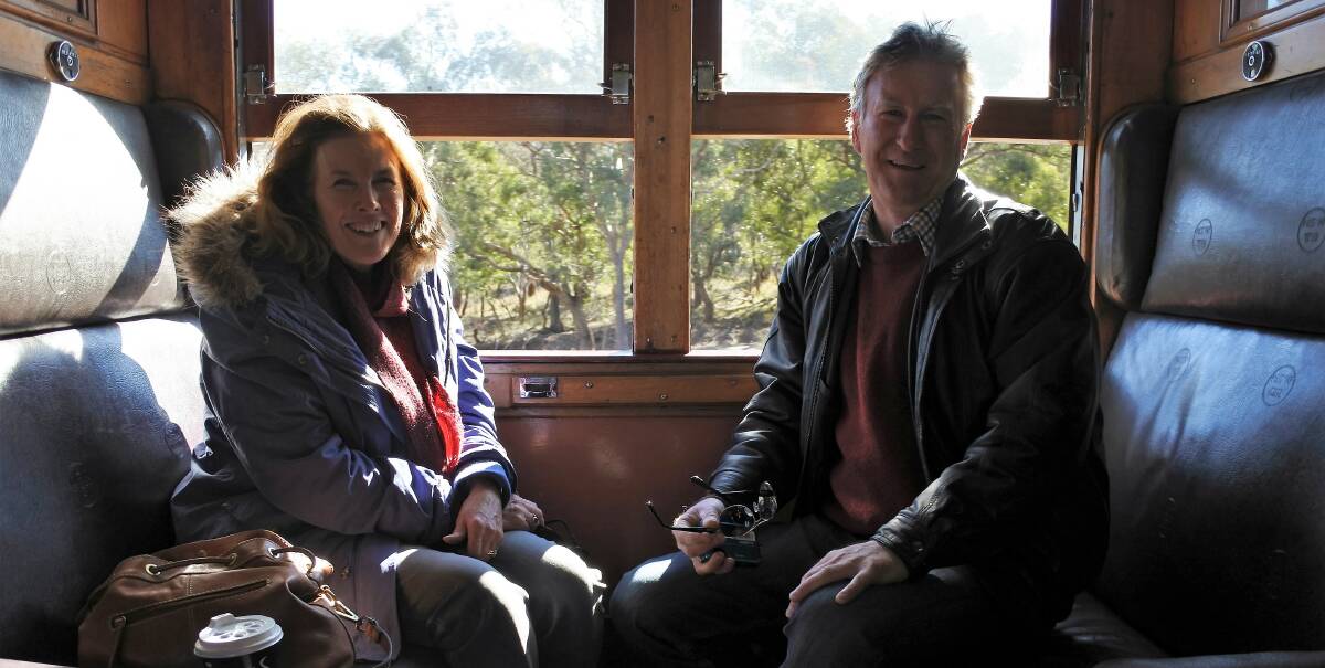 Pip and Rob Adam of Goulburn shared the sunny afternoon train ride in a compartment-style cabin, restored by Canberra-based rail enthusiasts.