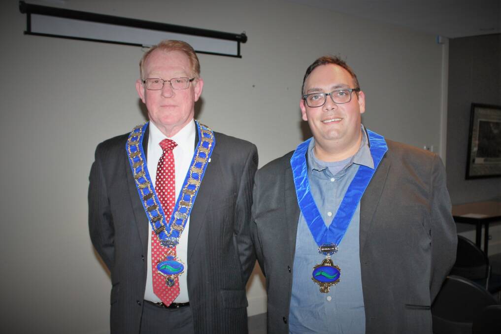 READY TO LEAD: Newly elected Mayor Bob Kirk and Deputy Mayor Alfie Walker after being appointed to their positions at Goulburn Mulwaree's council chambers on Tuesday night. Photo: David Cole