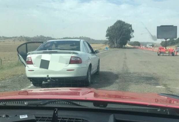 The vehicle stopped for travelling 149km/h in an 80km/h road-work zone. Photo: NSW Police