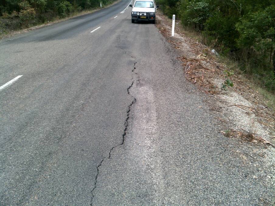 CRACKS: A recent photo from Johnno Marshall of Oallen Ford Rd, showing its deterioration.