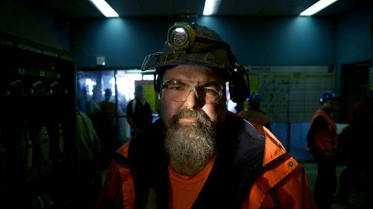 Springvale mine worker John Tilley in the lamp room at the completion of his shift. Photo: Wolter Peeters