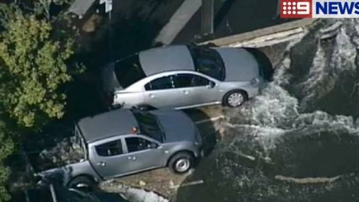 A burst water main has flooded some streets in Petersham. Photo: Nine News