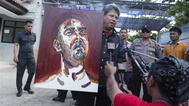 A self portrait of Myuran Sukumaran is taken from Kerobokan Prison to Wijaya Pura in Cilacap. Photo: James Brickwood