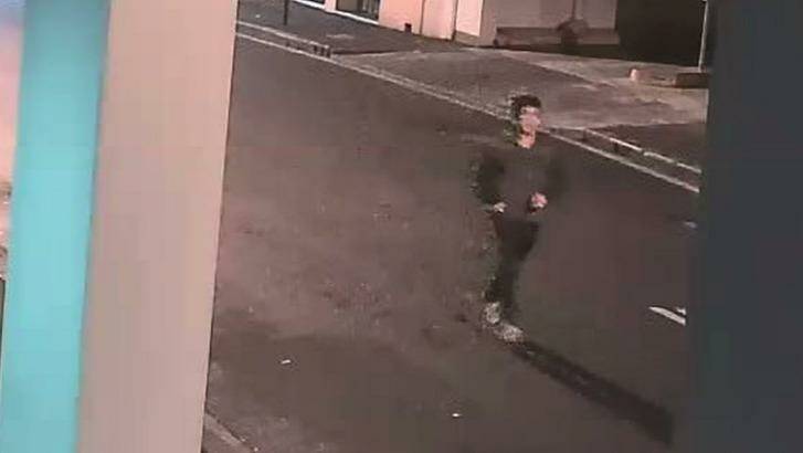 CCTV captured a man wanted in relation to the incident in Haymarket in June.  Photo: Police Media