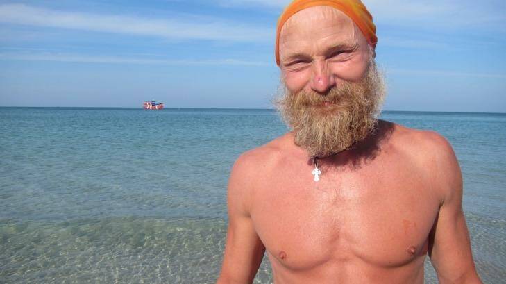 Grin and bare it: Andrei the Russian swimmer. Photo: Louise Southerden