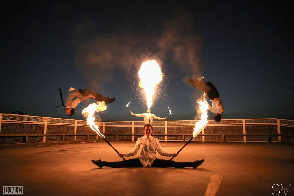 ON FIRE: Dauntless Movement Crew specialise in breakdancing, acrobatics and fire stunts.  
Photo supplied