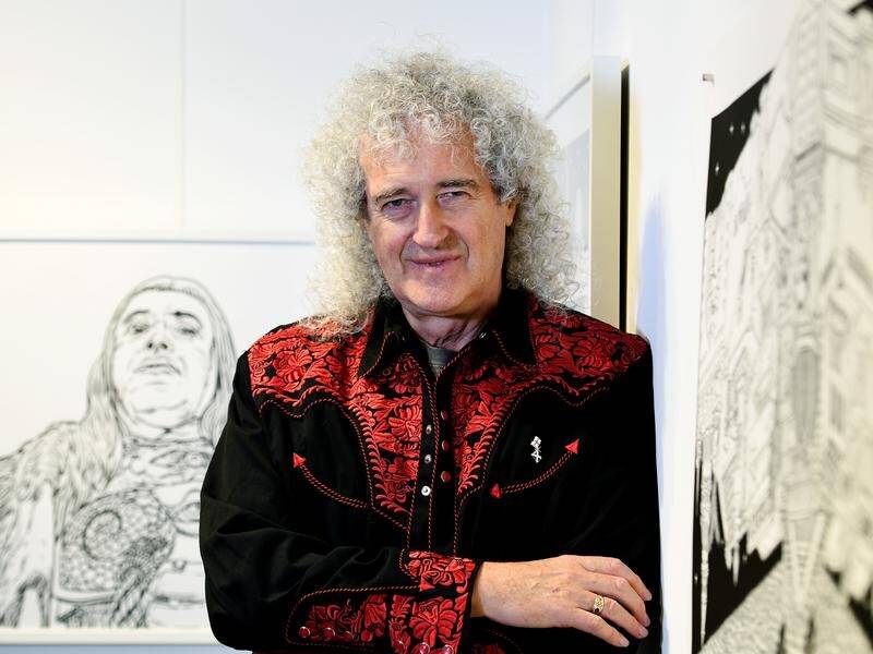 Brian May has taken a break from Queen's Australian tour to promote his 3D photo book of the band.