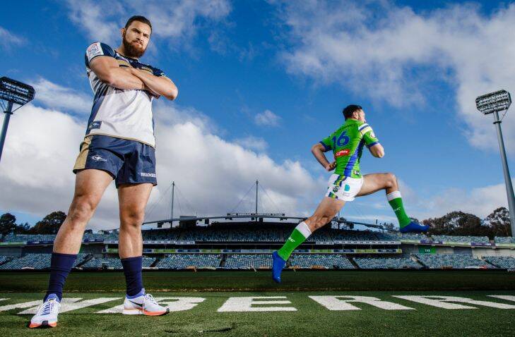 Brumbies' Jordan Smiler and Raiders' Jordan Rapana will both feature in huge games this weekend at Canberra Stadium. Photo: Sitthixay Ditthavong