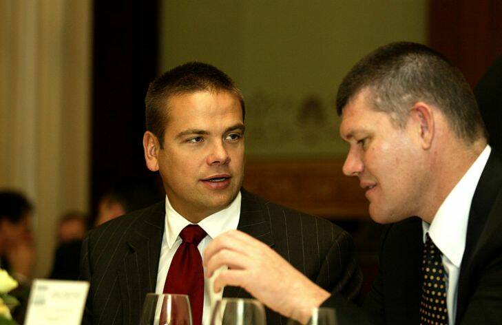 Lachlan Murdoch (left) and James Packer (right) at a Lowy Institute Luncheon today. PHOTO BY ROB HOMER