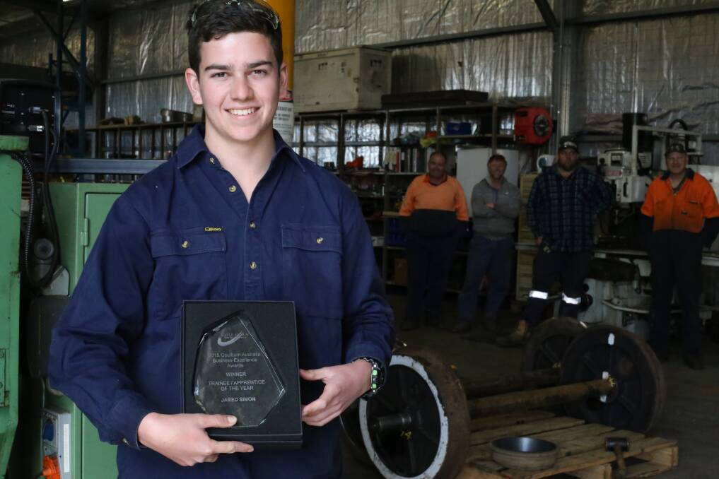FINE ACHIEVEMENT: Goulburn Chamber of Commerce Apprentice of the Year for 2015, K&H Ainsworth Engineering's Jared Simon. Photo: Brittany Murphy 2015.