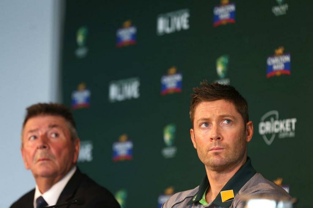 Future doubt: Michael Clarke with national selector Rod Marsh. Photo: James Alcock
