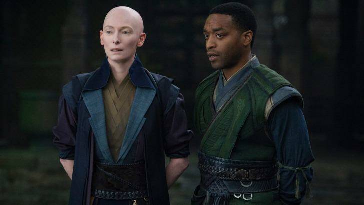Marvel's Doctor Strange characters The Ancient One (Tilda Swinton) and Mordo (Chiwetel Ejiofor). Photo: Jay Maidment/Marvel