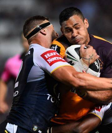 Tariq Sims has copped a five-week suspension for his shoulder charge on Justin Hodges. Photo: Ian Hitchcock