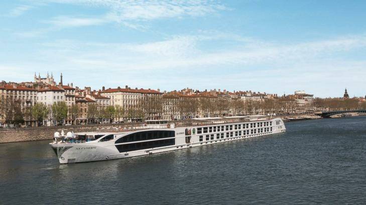 Cruising through: Uniworld SS Catherine on the Rhone River in Lyon.