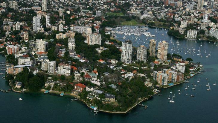 Aerial view of Darling Point and Rushcutters Bay. Photo: Bob Pearce RMP