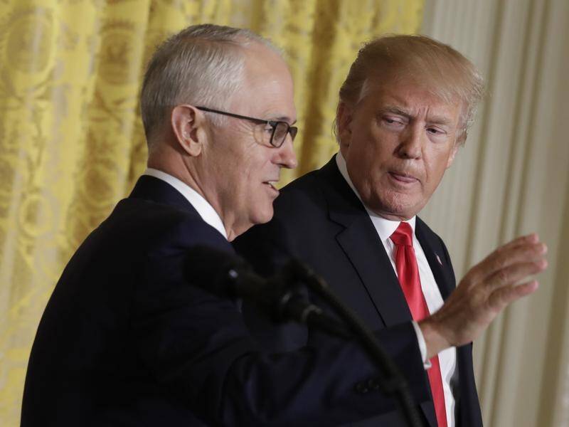 Malcolm Turnbull and Donald Trump put on a mostly united front at a White House press conference.