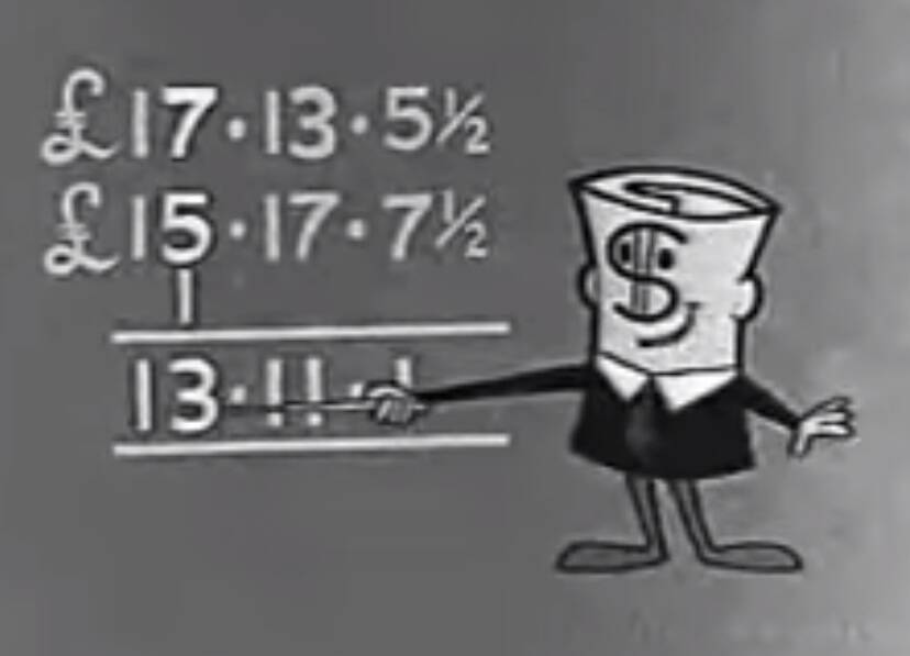 ANIMATED: 'Dollar Bill' from the official animation in 1966 explaining the currency changeover. Supplied