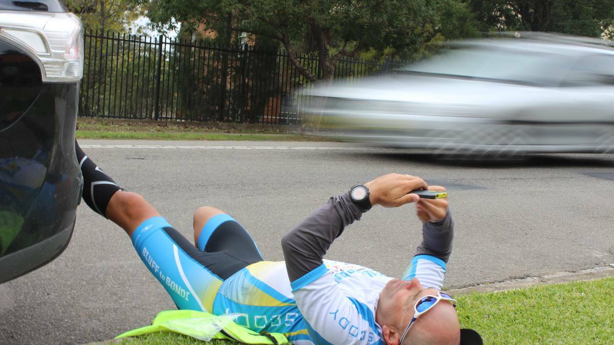 Tim Blair giving his leg some aggressive elevation as per the doctor's orders. Picture: Jonathan Mallinson, The Advocate.