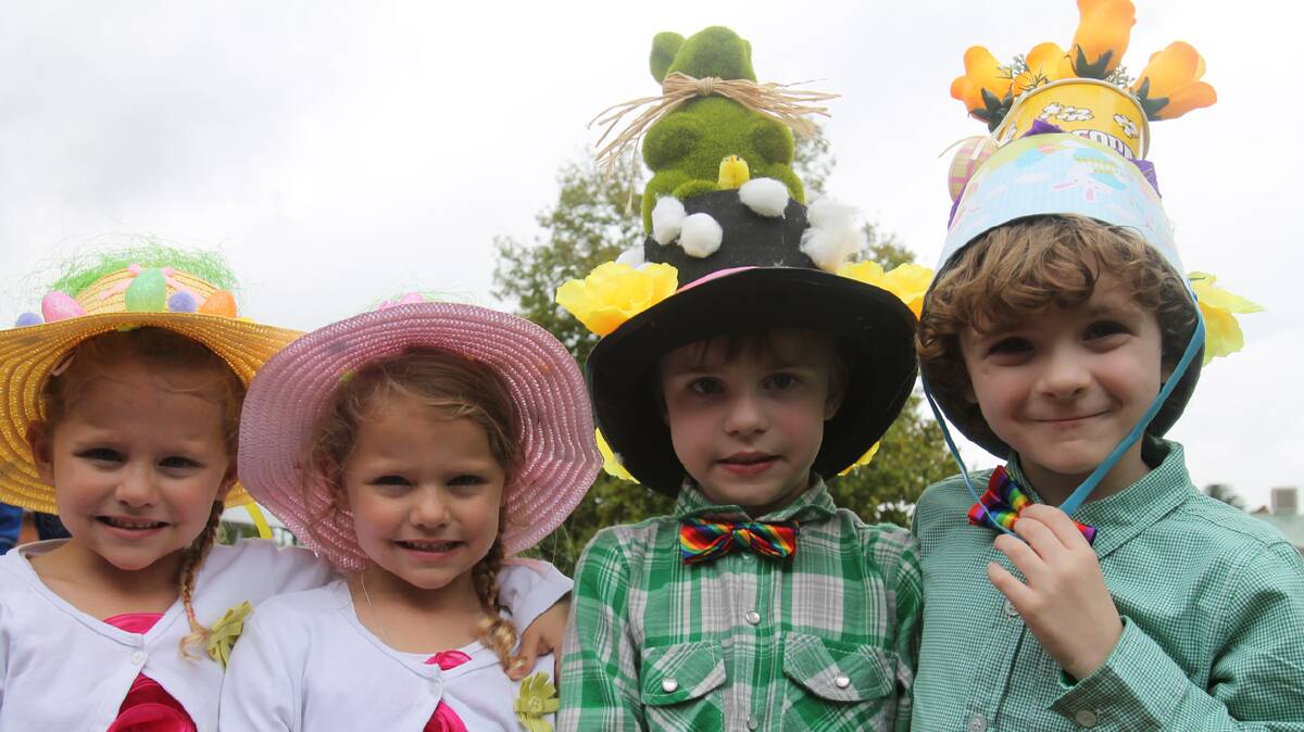 COOTAMUNDRA: LET THE FUN BEGIN: Cootamundra Public School was one of the first of the local schools to stage their Easter Hat Parades this week. This year’s kindergarten classes have two sets of twins, who enjoyed decorating their hats for the parade. Pictured are Grace and Mia McLaren and Max and Teddy Barnes. Photo Cootamundra Herald.