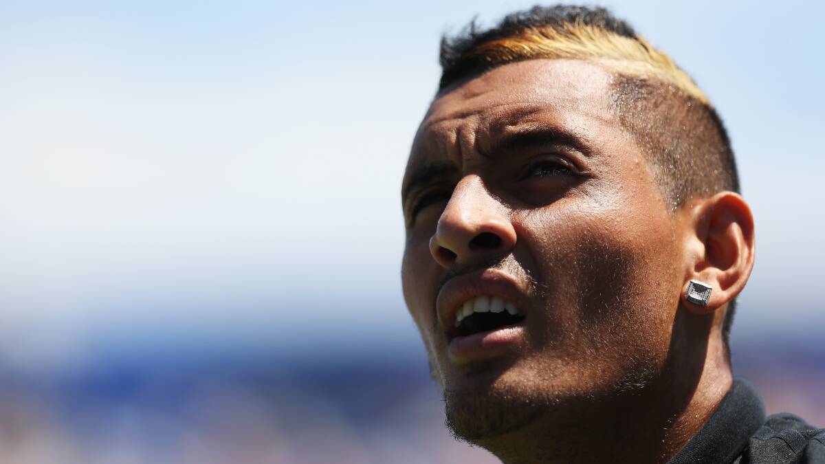 Nick Kyrgios looks on in his men's singles first round match against Stanislas Wawrinka of Switzerland during day two of the Aegon Championships at Queen's Club on June 16, 2015 in London, England. (Photo by Clive Brunskill/Getty Images)