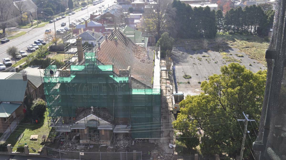 The old St Patrick’s Primary School hall in Verner St during the renovations. Photo: Gerard Walsh.