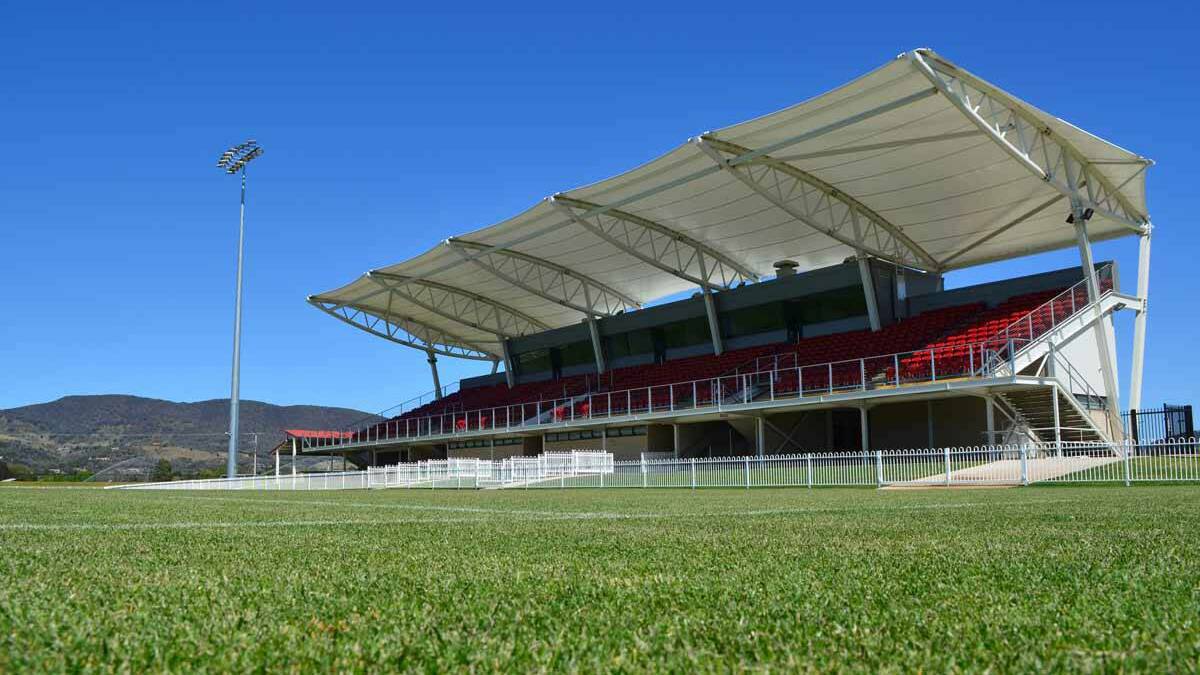 The grandstand at Mudgee's sporting stadium that Goulburn Mulwaree general manager Warwick Bennett was instrumental in having constructed. Photo Mudgee Guardian.