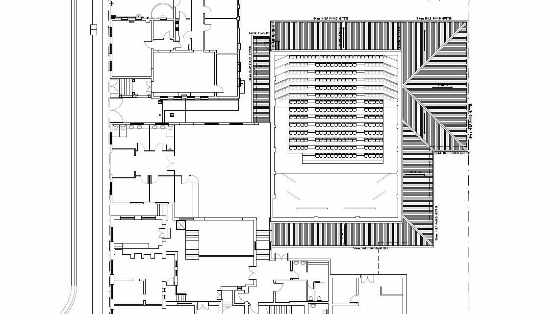 Potential layout of the old ceramics room at the Con... to seat 300 people.