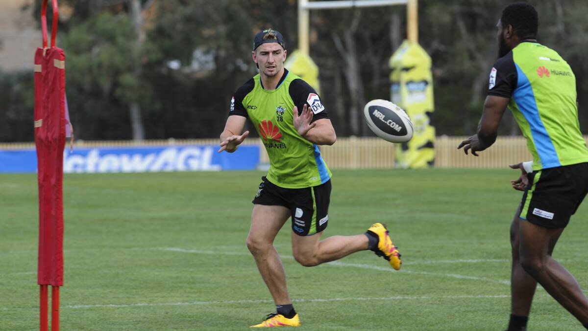 Raiders training session last week. Photo Graham Tidy, Canberra Times.