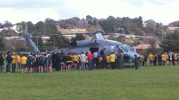 Wollondilly had a special visit from an Australian Navy Seahawk this week. #goulburn #teacherexchange. Photo uploaded to Twitter by @ThomSherwin.

 