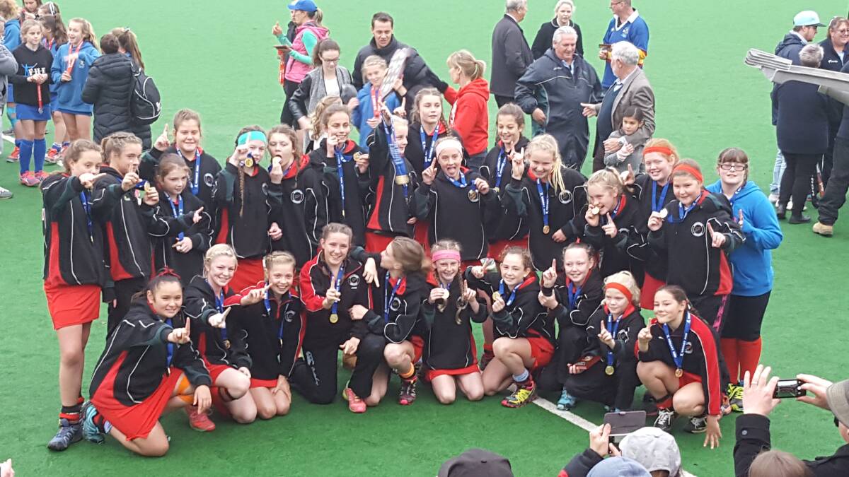 CHAMPIONS: Goulburn One and Two Under 13s Representative hockey teams who shone at the NSW Titles in Wagga Wagga earlier this month. 