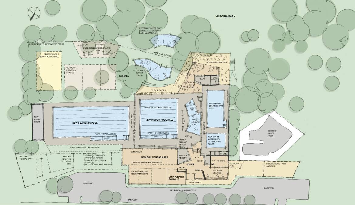 AMBITIOUS: The new concept plan for the Goulburn Aquatic Centre has been released to the community. It includes a new indoor pool, a refurbished program pool, water play areas, a new foyer, fitness area, restaurant and much more. 