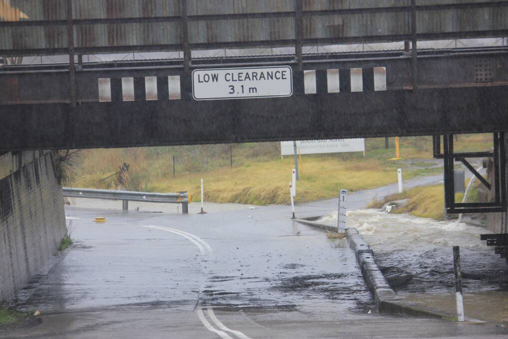 ALREADY FLOODING: The Blackshaw Rd underpass just off Sloane St is already starting to overflow. (Photo: Antony Dubber) 