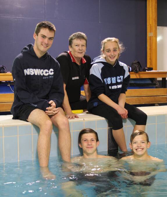 QUALIFIERS: YMCA Swim Coach Joy Murdoch with the four Goulburn Amateur Swim Club’s NSW Country Short Course representatives Jake Cooper, Lachlan Gilbert, Jordan Howard, and Emily-Mae Strickland.