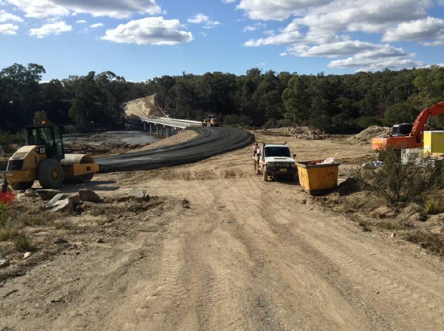 HIGH AND DRY: The new Oallen Ford Bridge is almost complete, with work continuing on the road approaches.