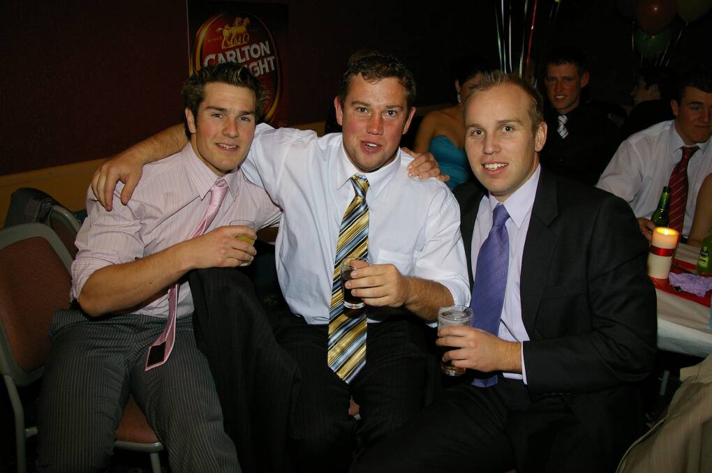 FRIVOLITY: Mik Webber, Nathan Hewett and Trent Clouston during a previous Goulburn Rugby Ball