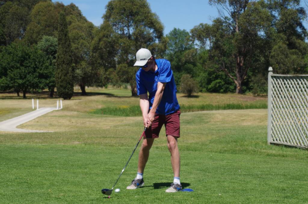 DOWN THE MIDDLE: Rory Heffernan hits one from the first tee at Goulburn Golf Course. Photo: Darryl Fernance.