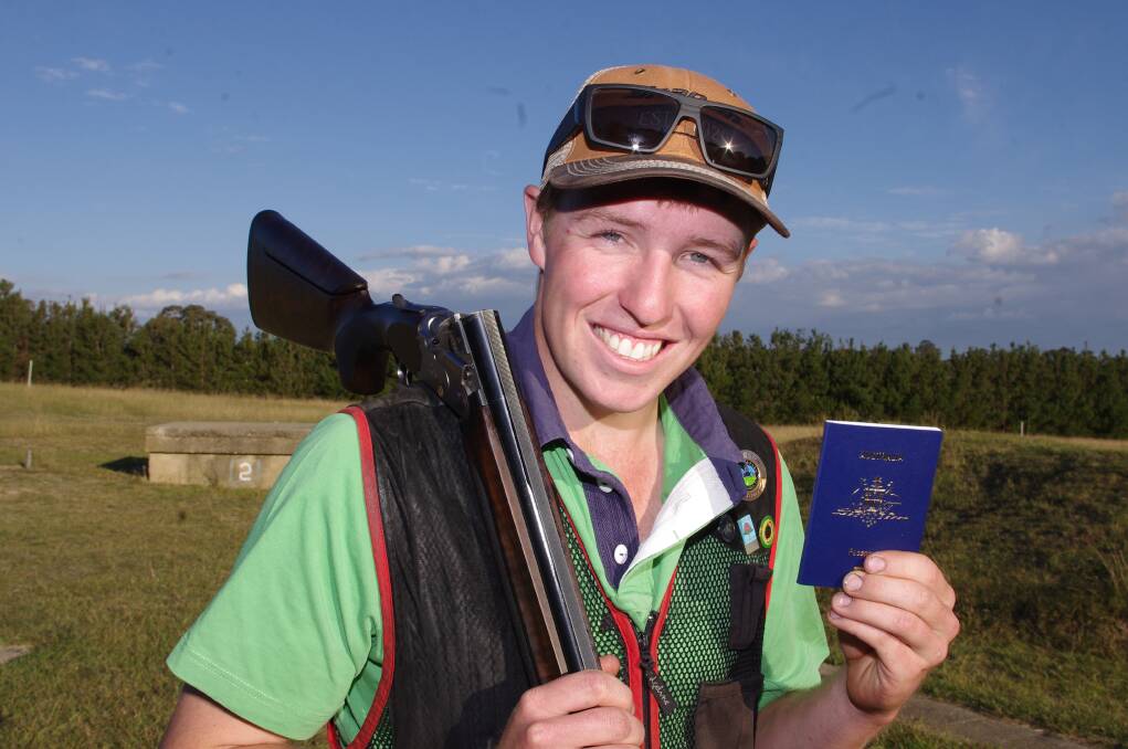 ON TARGET: Cooper Mooney with his Beretta and Australian passport keen to take on the international contingent of clay target shooters in New Zealand later this month. Photo: Darryl Fernance. 