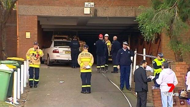 The scene of the fire at Early Street, Parramatta. Photo: Seven News