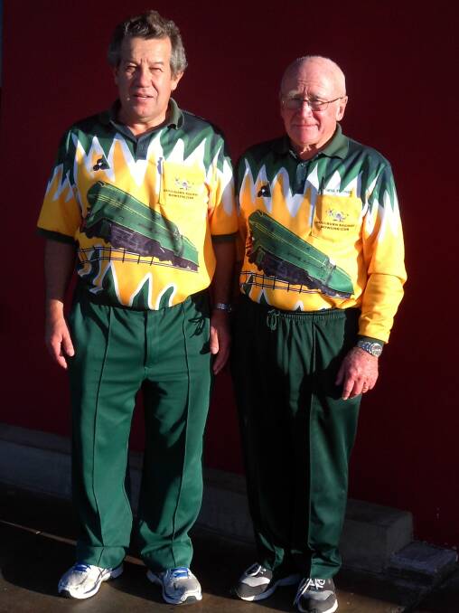  Joe Gray and Reg Thoms, winners of the Goulburn Railway Bowling Club's 2016 Major Pairs Championship.  It is Reg's 12th year playing bowls and the first major he has won.
