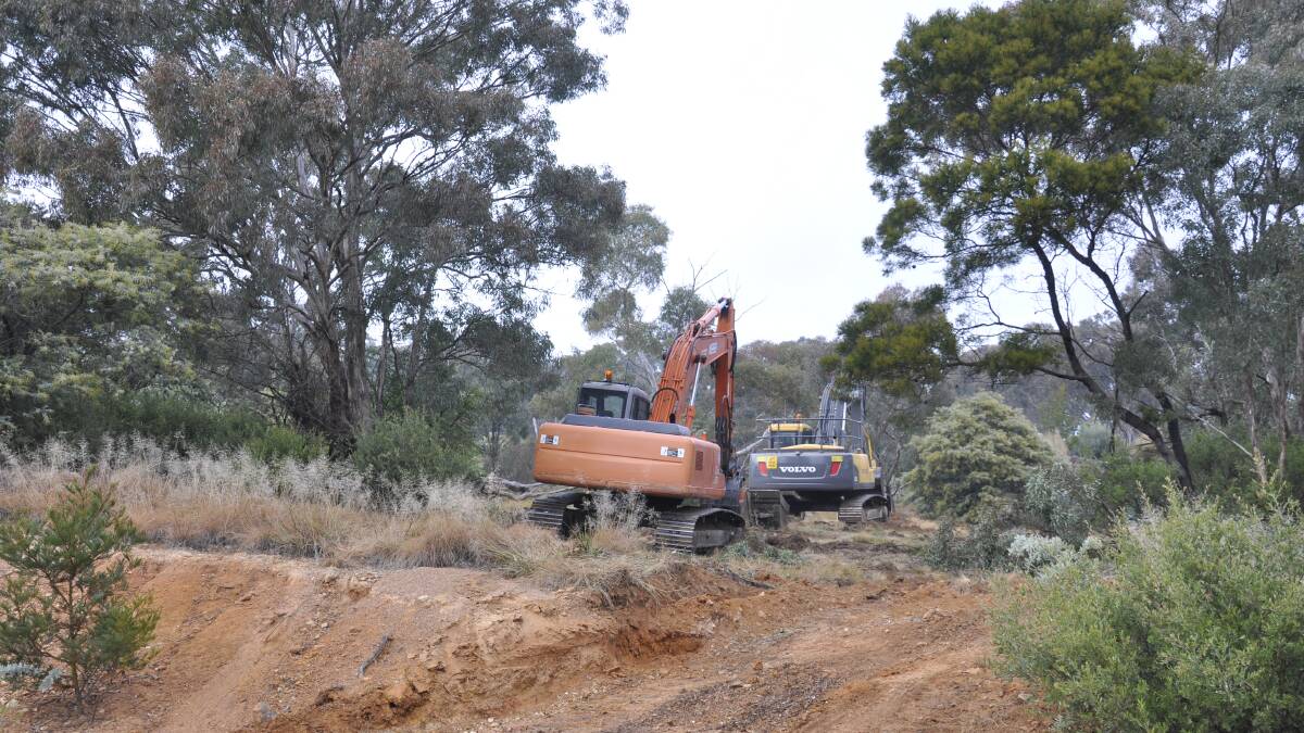 FELLED: Bulldozers were left on site following the June 24 clearing.