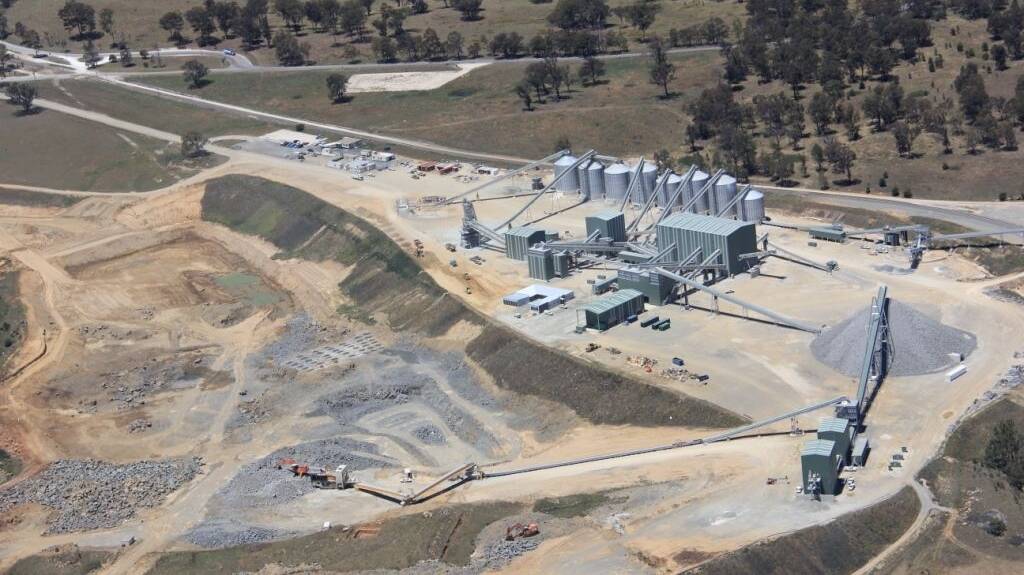 BIG DIG: An aerial view of Boral’s Peppertree Quarry at South Marulan taken last November. The quarry is operating but not at a fully commercial level at this stage.