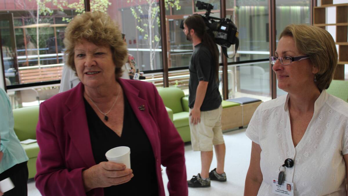 PURSE STRINGS: State Health Minister Jillian Skinner chatted to Goulburn Health Services manager Kerry Hort when she visited the Base Hospital last January to announce $600,000 in funding.