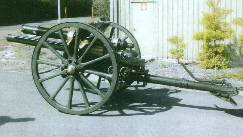 
 SPECTACULAR: The 18 pounder gun in finished condition about to be towed to its new home 
