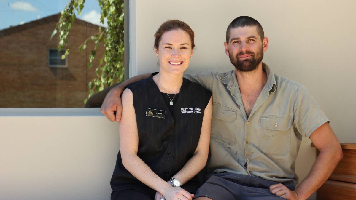 FAMILY TIES: Mr Rabjohn’s son Adam Rabjohns and partner Stacey Condie moved from Sydney to help around the motel during the development. Adam as a builder and handyman, and Stacey in the front office and reception.