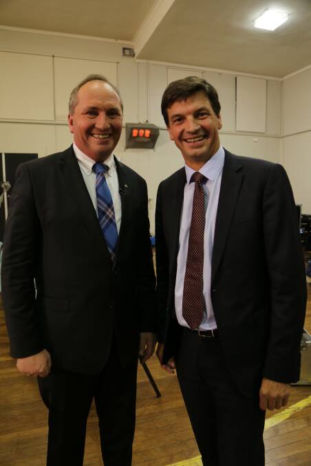 Deputy prime minister Barnaby Joyce with Hume MP Angus Taylor. Photos: Brittany Murphy